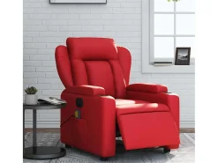 Outlet Poltrona massagens reclinável elétrica couro artif. SHL185716 Vermelho