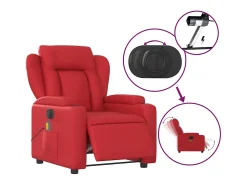 Outlet Poltrona massagens reclinável elétrica couro artif. SHL185716 Vermelho