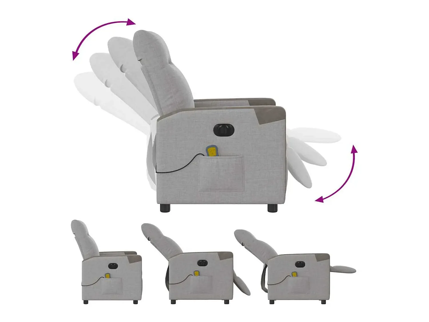 Poltrona| Poltrona massagens reclinável elétrica tecido -nublado SHL309353 Cinzento