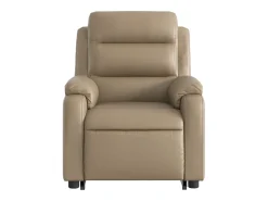 vidaxl Poltrona massagens reclinável elevatória couro art. cappuccino^ Poltrona