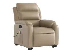 vidaxl Poltrona massagens reclinável elevatória couro art. cappuccino^ Poltrona