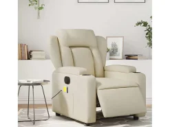 Sale Poltrona massagens reclinável elétrica couro artificial SHL809645 Creme