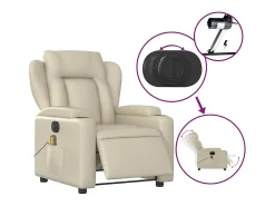 Sale Poltrona massagens reclinável elétrica couro artificial SHL809645 Creme