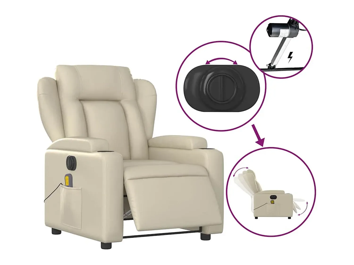 Sale Poltrona massagens reclinável elétrica couro artificial SHL809645 Creme