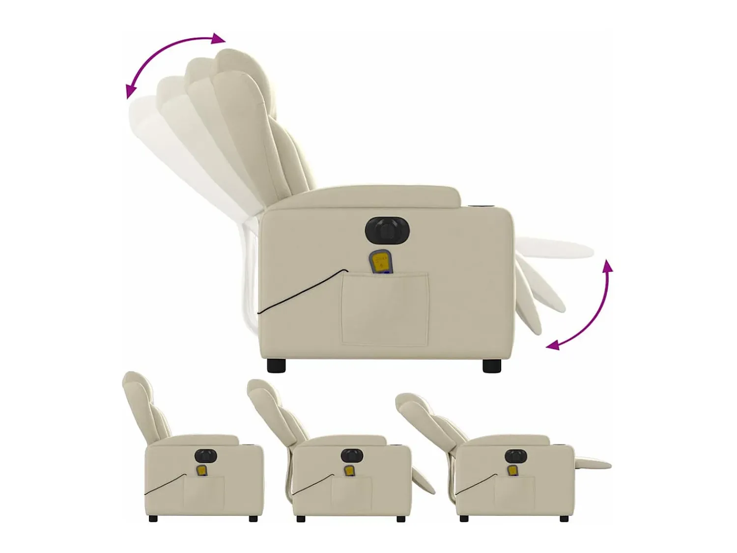 Sale Poltrona massagens reclinável elétrica couro artificial SHL809645 Creme