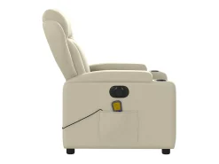 Sale Poltrona massagens reclinável elétrica couro artificial SHL809645 Creme
