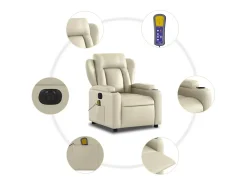Sale Poltrona massagens reclinável elétrica couro artificial SHL809645 Creme