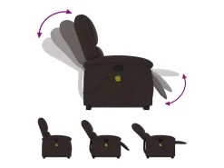Poltrona|vidaxl Poltrona massagens reclinável elevatória tecido -escuro Castanho
