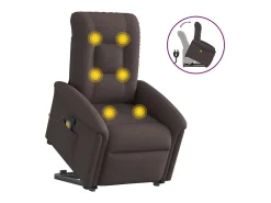 New Poltrona massagens reclinável elevatória tecido -escuro SHL12103 Castanho