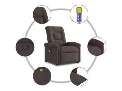 New Poltrona massagens reclinável elevatória tecido -escuro SHL12103 Castanho