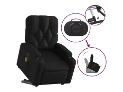New Poltrona massagens reclinável elevatória couro artificial SHL574004 Preto