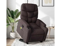 Poltrona massagens reclinável elevatória tecido -escuro SHL964721^ Poltrona