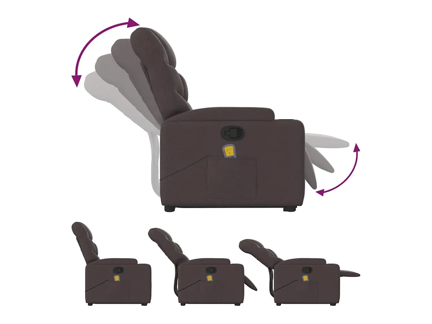 Poltrona massagens reclinável elevatória tecido -escuro SHL964721^ Poltrona