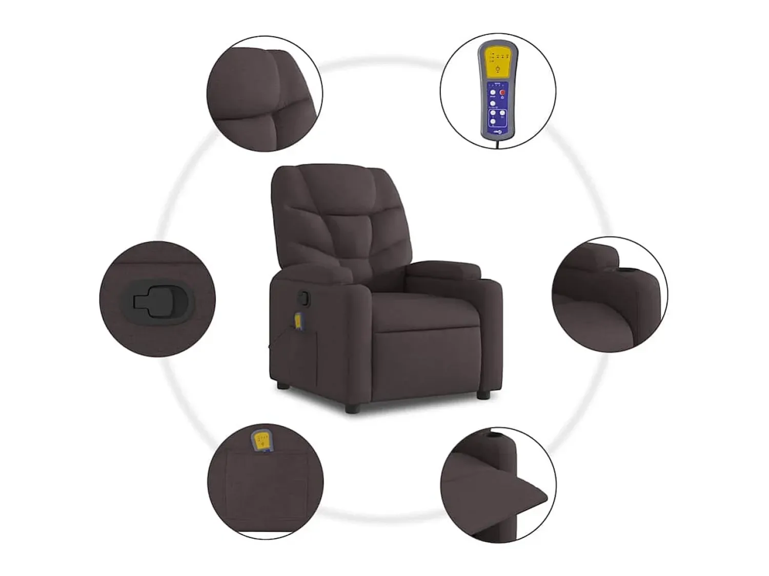 Poltrona massagens reclinável elevatória tecido -escuro SHL964721^ Poltrona