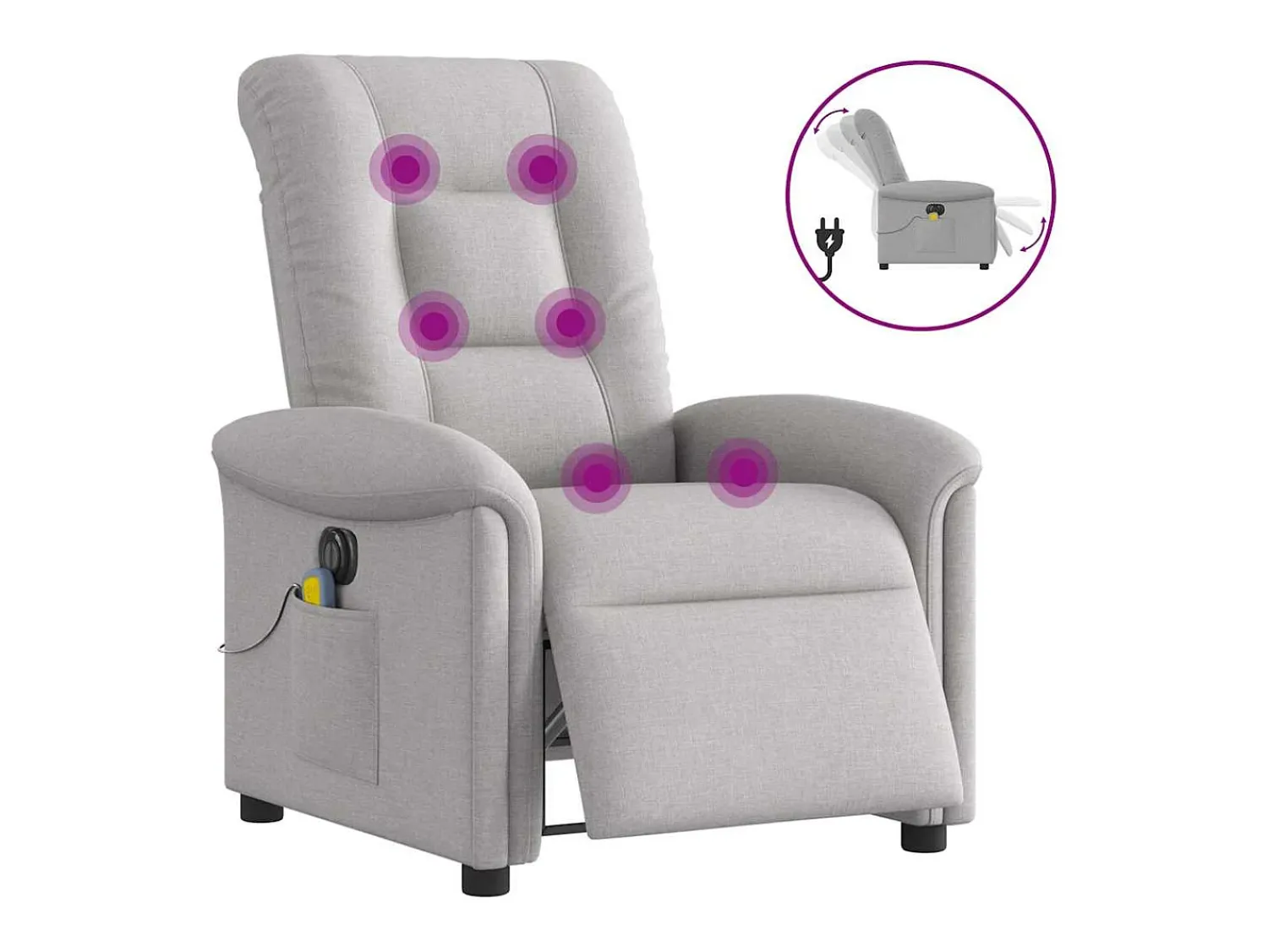 Poltrona| Poltrona massagens reclinável elétrica tecido -nublado SHL378487 Cinzento