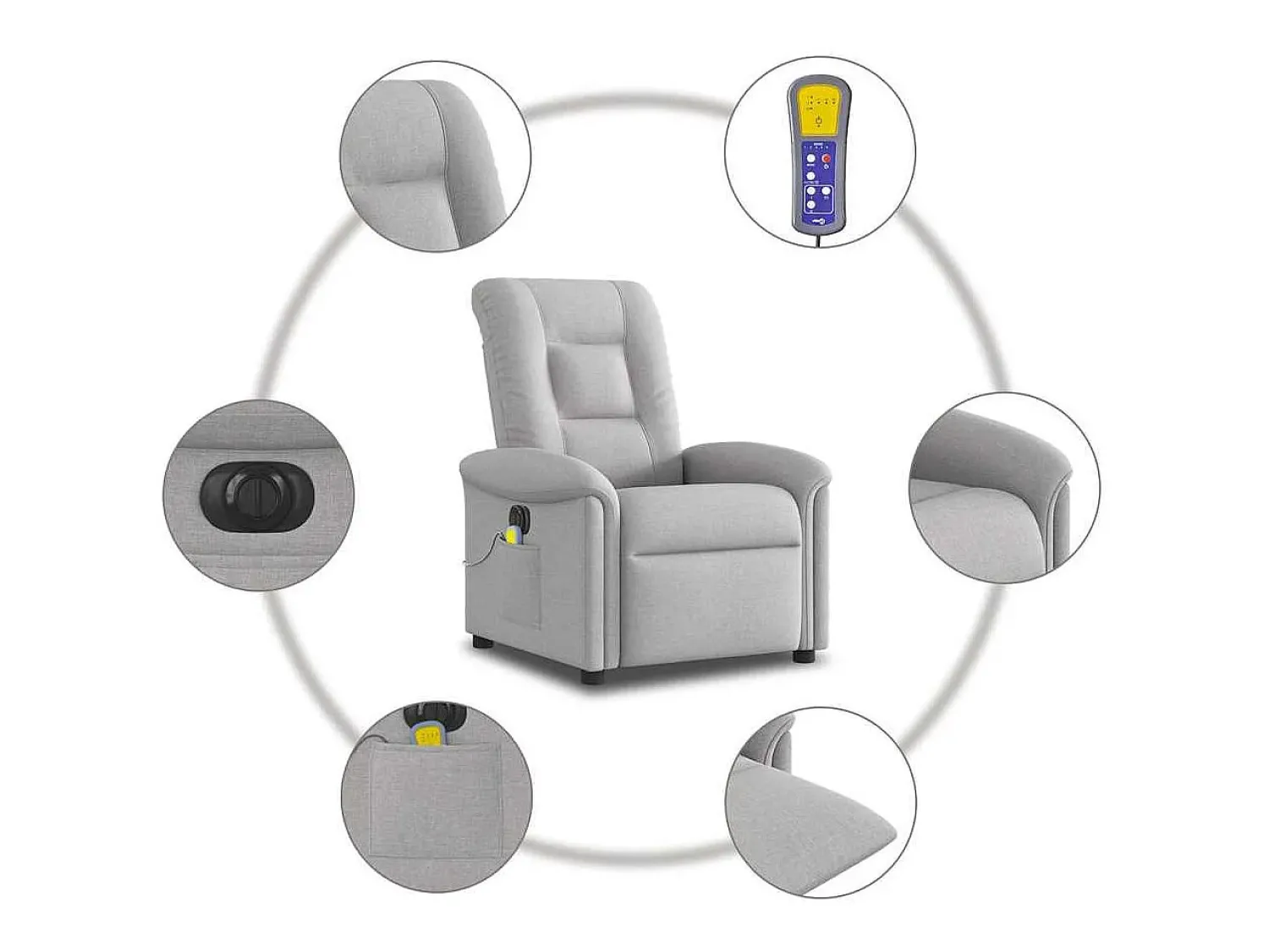 Poltrona| Poltrona massagens reclinável elétrica tecido -nublado SHL378487 Cinzento