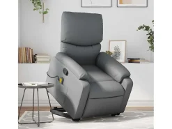 Poltrona massagens reclinável elevatória couro artif. SHL697353 Cinzento