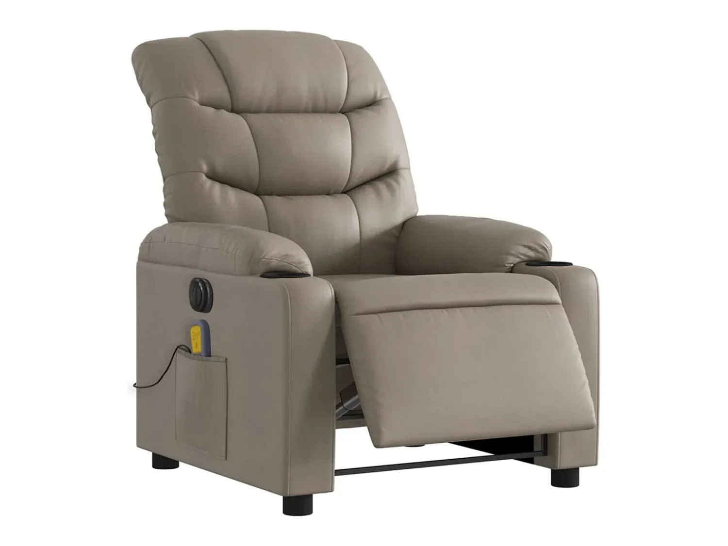 Poltrona massagens reclinável elétrica couro artif. cappuccino SHL482251^ Poltrona