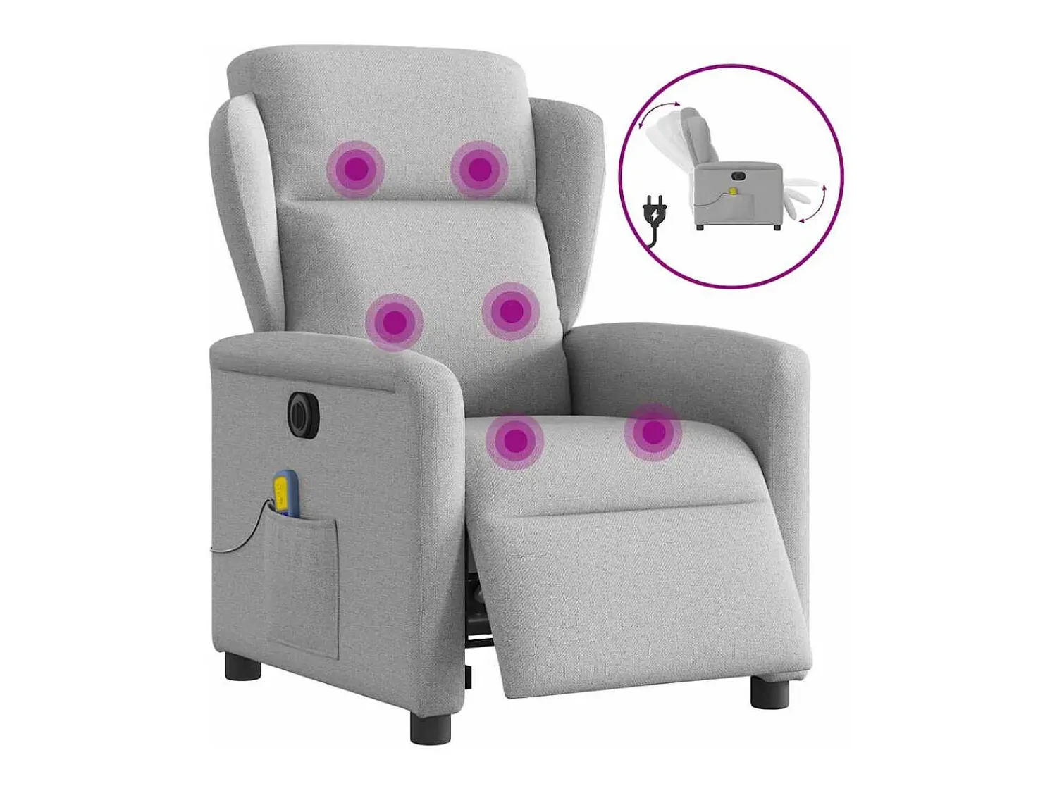Online Poltrona massagens reclinável elétrica tecido -nublado SHL480542 Cinzento