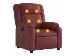 Poltrona|vidaxl Poltrona massagens reclinável couro artificial tinto Vermelho