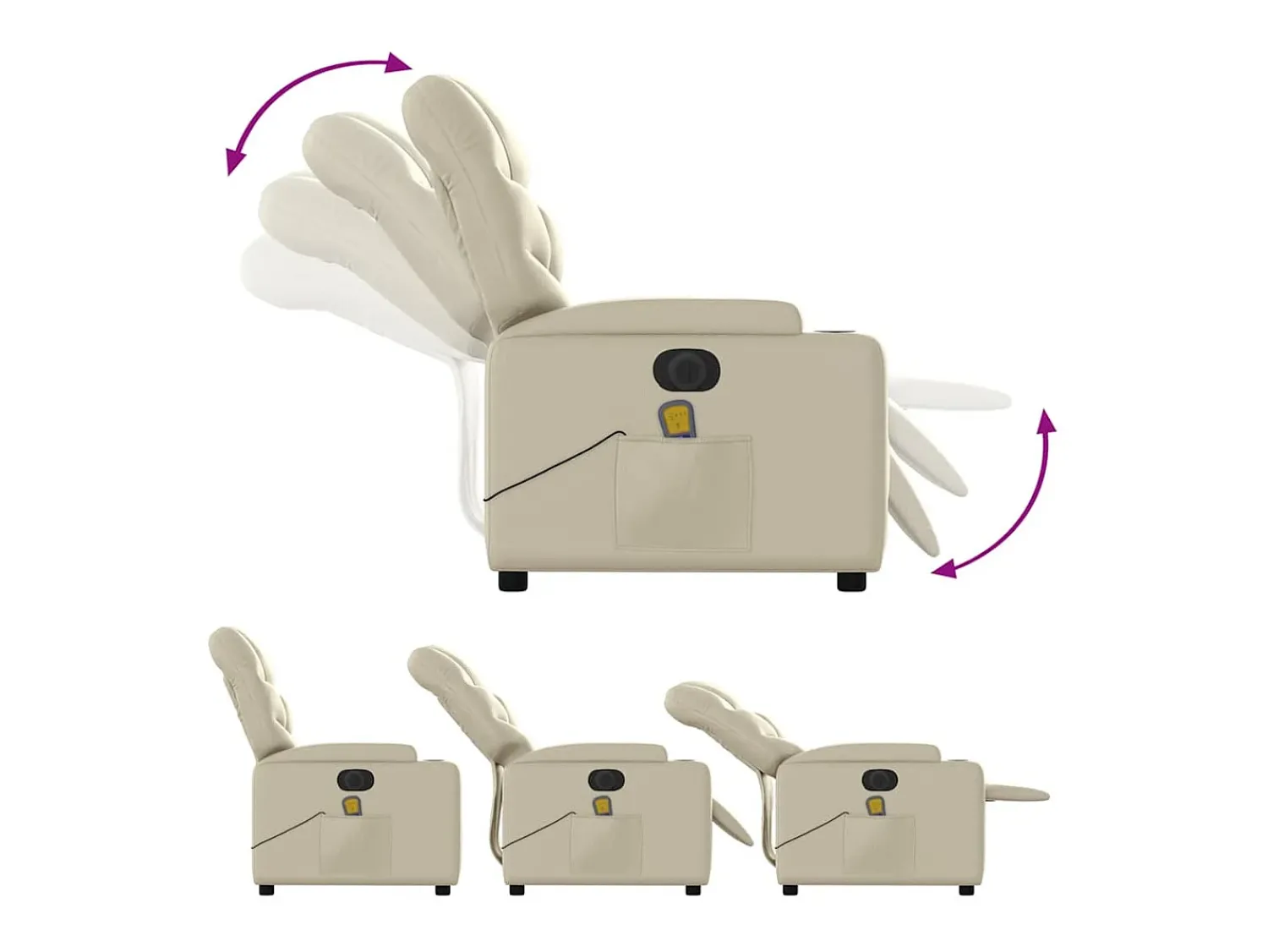Hot Poltrona massagens reclinável elétrica couro artificial SHL768133 Creme