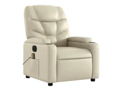 Hot Poltrona massagens reclinável elétrica couro artificial SHL768133 Creme