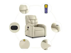 Hot Poltrona massagens reclinável elétrica couro artificial SHL768133 Creme