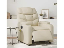 Hot Poltrona massagens reclinável elétrica couro artificial SHL768133 Creme