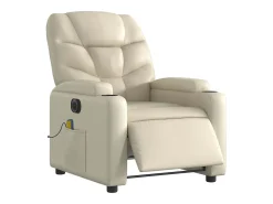 Hot Poltrona massagens reclinável elétrica couro artificial SHL768133 Creme