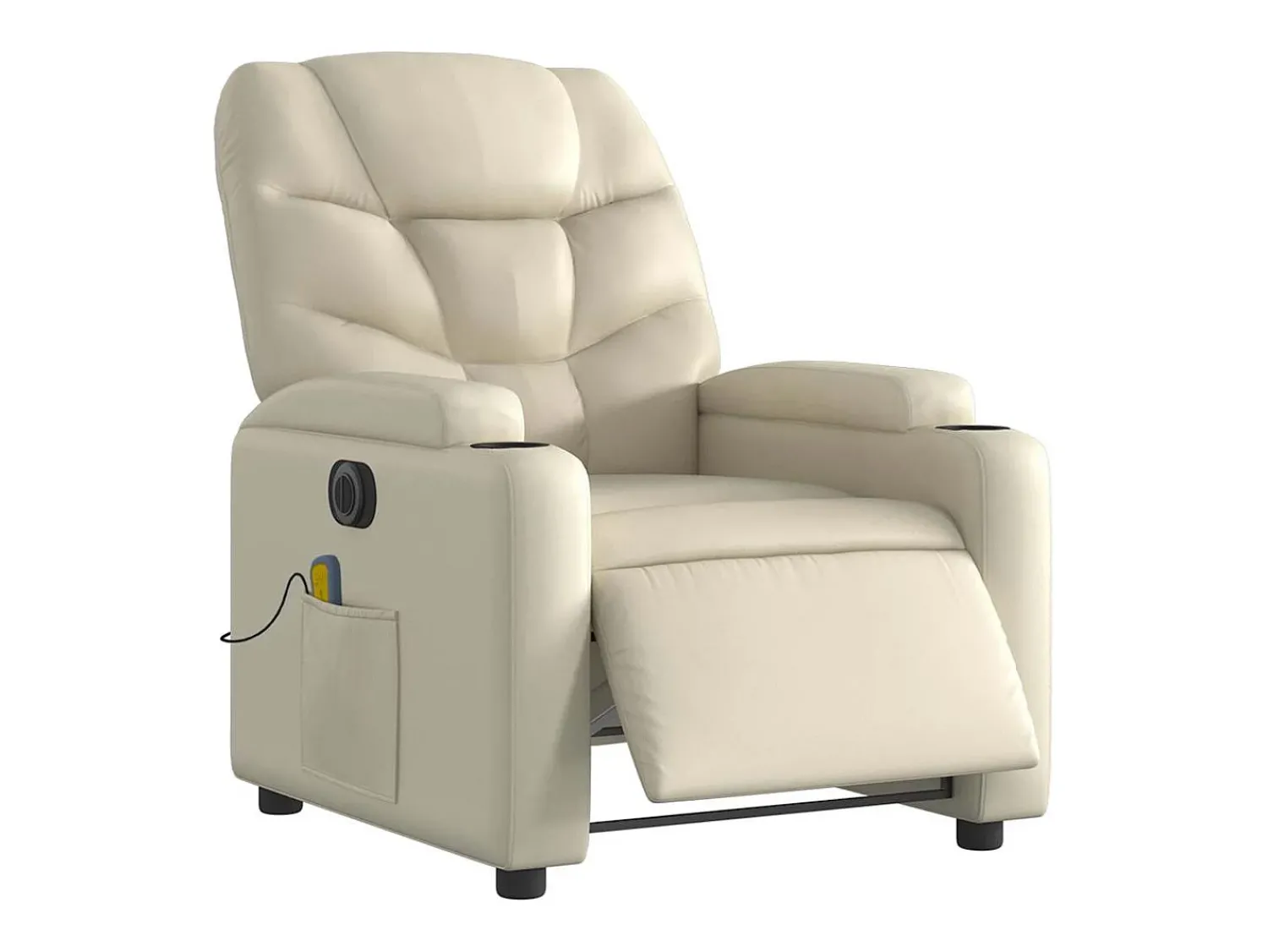 Hot Poltrona massagens reclinável elétrica couro artificial SHL768133 Creme