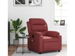 Poltrona massagens reclinável couro artificial tinto SHL682684^ Poltrona