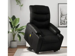 Poltrona* Poltrona massagens reclinável elevatória couro artificial SHL929832 Preto