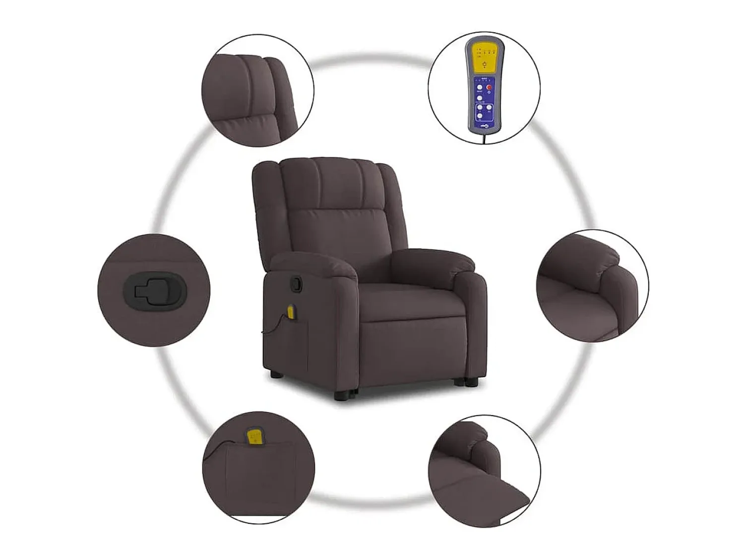 Poltrona massagens reclinável elevatória tecido -escuro SHL688354^ Poltrona