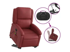 Outlet Poltrona massagens reclinável couro artificial tinto SHL64737 Vermelho