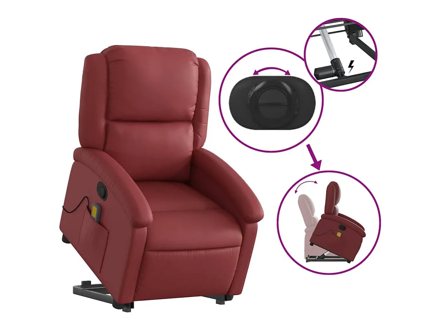 Outlet Poltrona massagens reclinável couro artificial tinto SHL64737 Vermelho