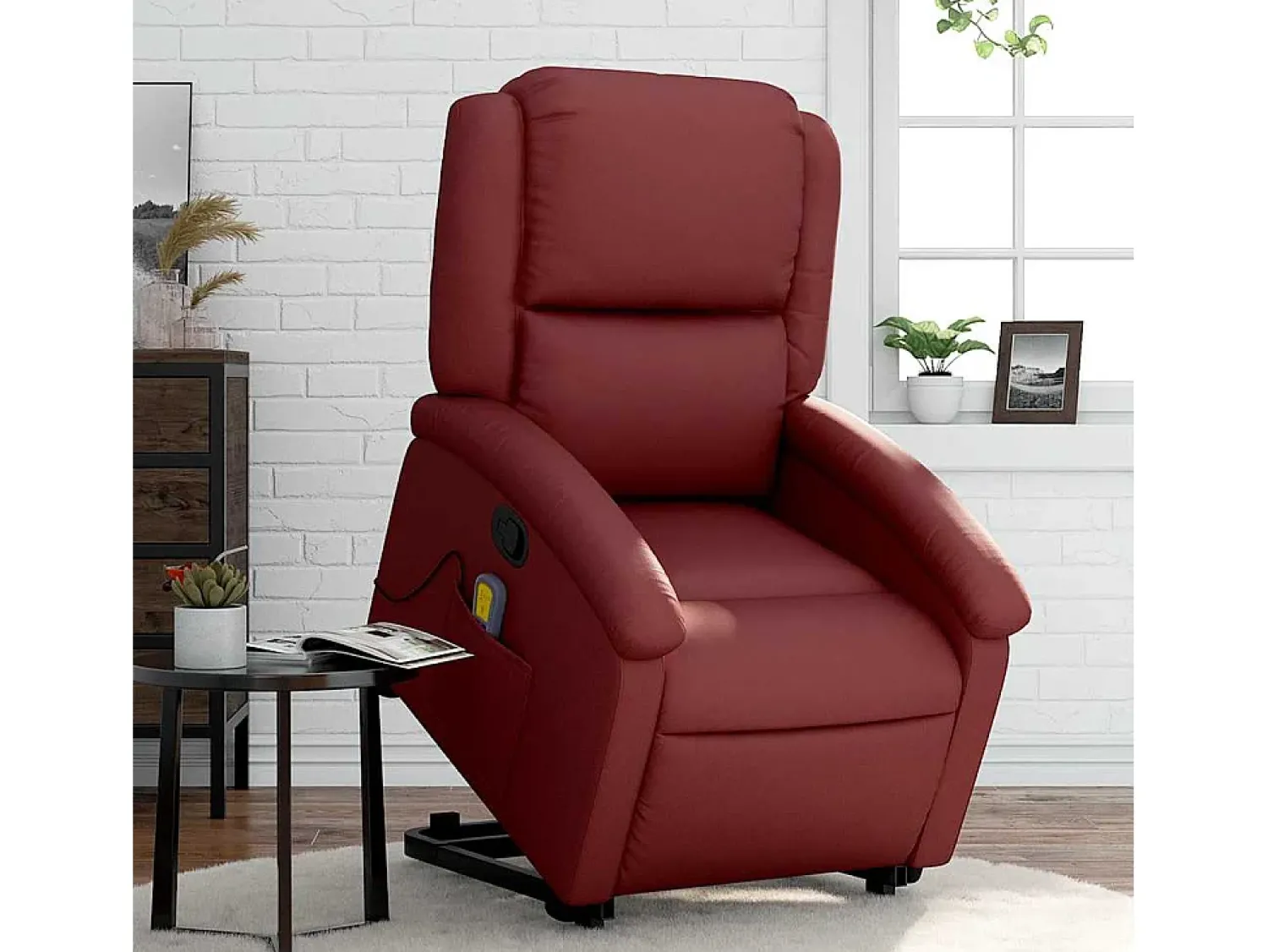 Outlet Poltrona massagens reclinável couro artificial tinto SHL64737 Vermelho