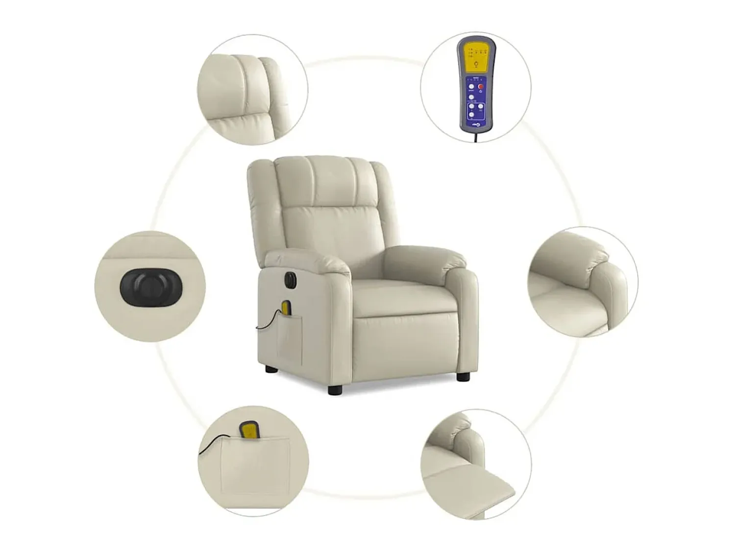 vidaxl Poltrona massagens reclinável elétrica couro artificial^ Poltrona