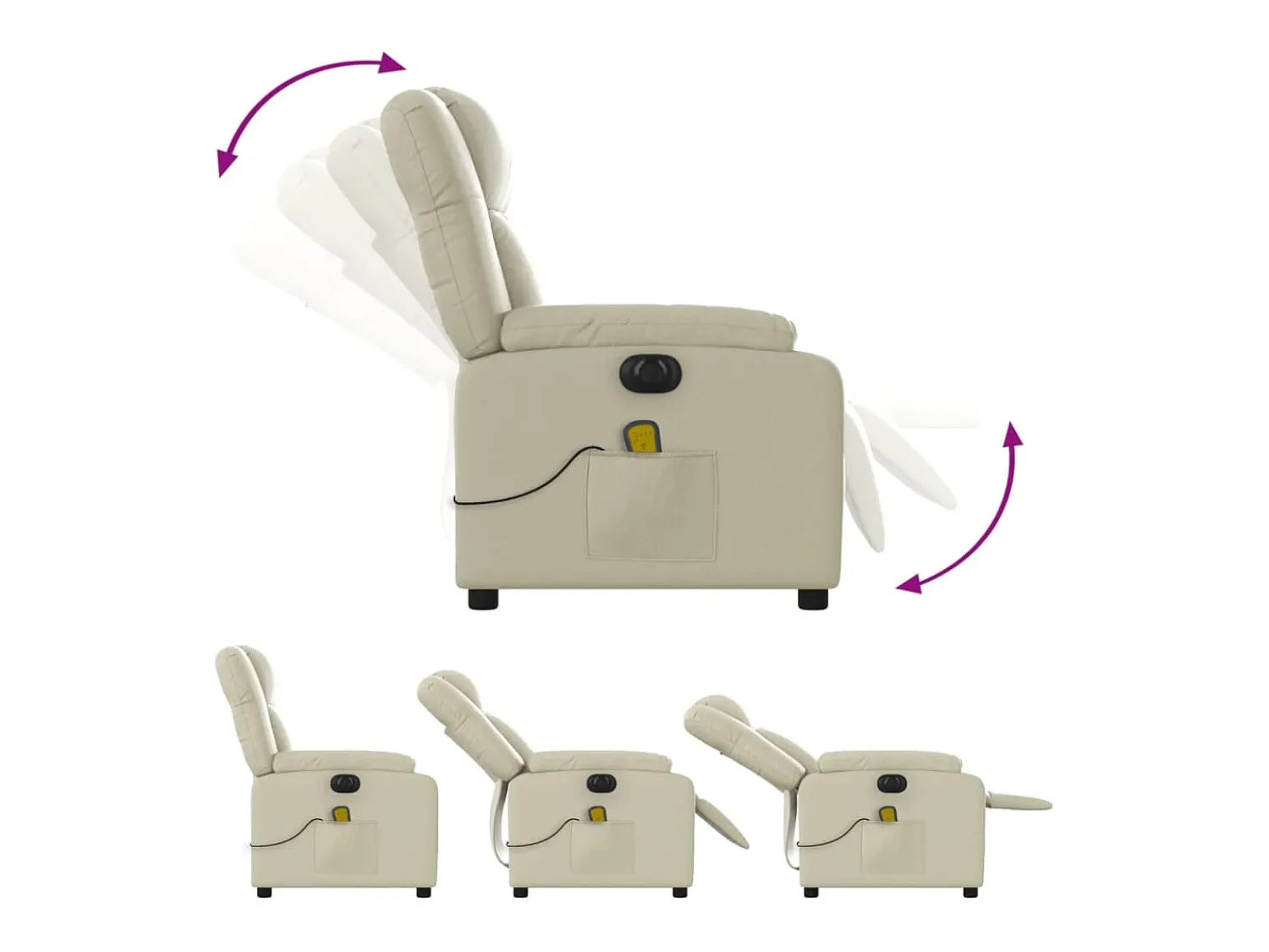 vidaxl Poltrona massagens reclinável elétrica couro artificial^ Poltrona