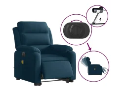 vidaxl Poltrona massagens reclinável elevatória elétrica veludo^ Poltrona