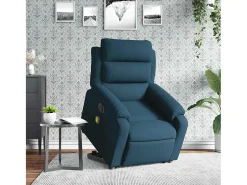 vidaxl Poltrona massagens reclinável elevatória elétrica veludo^ Poltrona