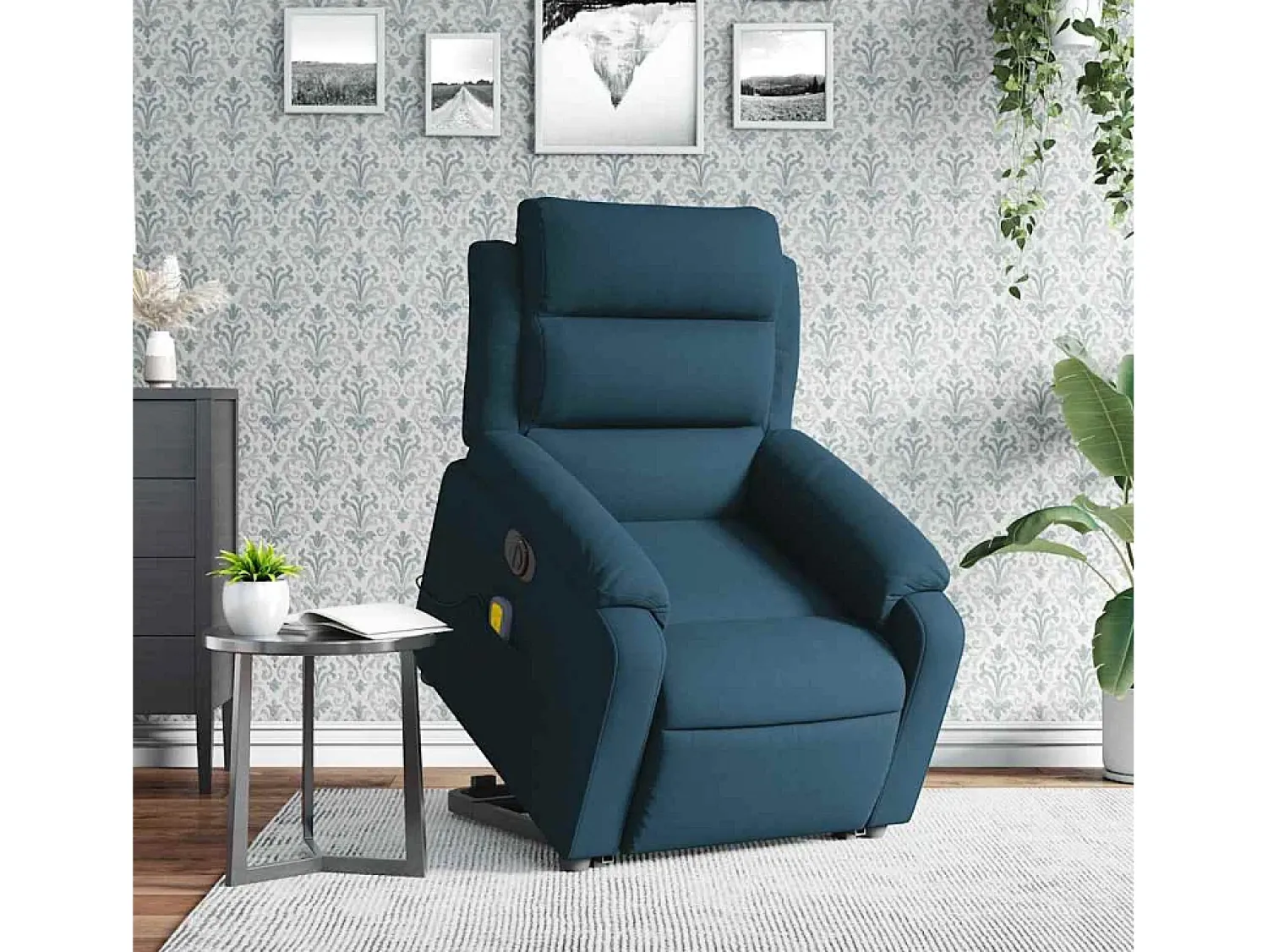 vidaxl Poltrona massagens reclinável elevatória elétrica veludo^ Poltrona