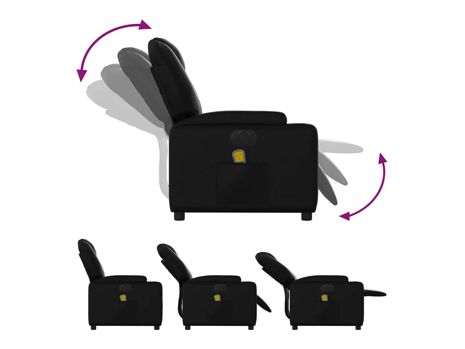 Outlet Poltrona massagens reclinável elétrica couro artificial SHL50150 Preto