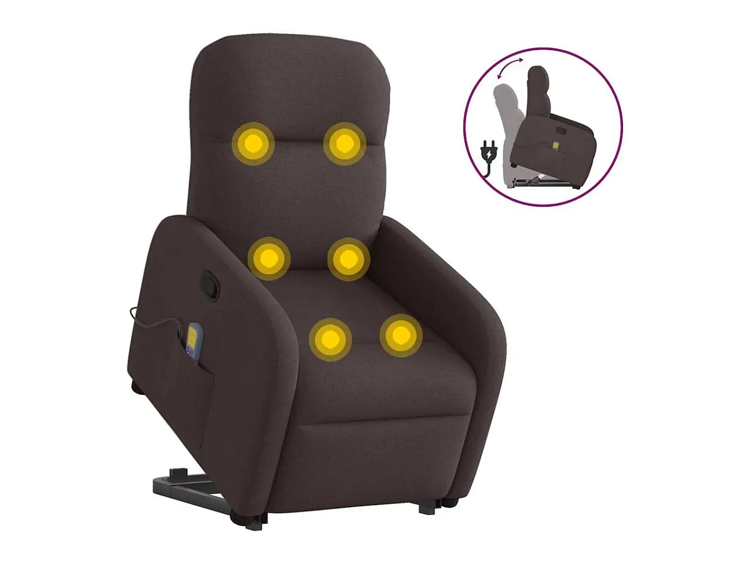 Poltrona| Poltrona massagens reclinável elevatória tecido -escuro SHL564340 Castanho