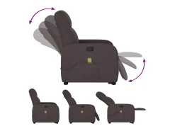 Poltrona| Poltrona massagens reclinável elevatória tecido -escuro SHL564340 Castanho