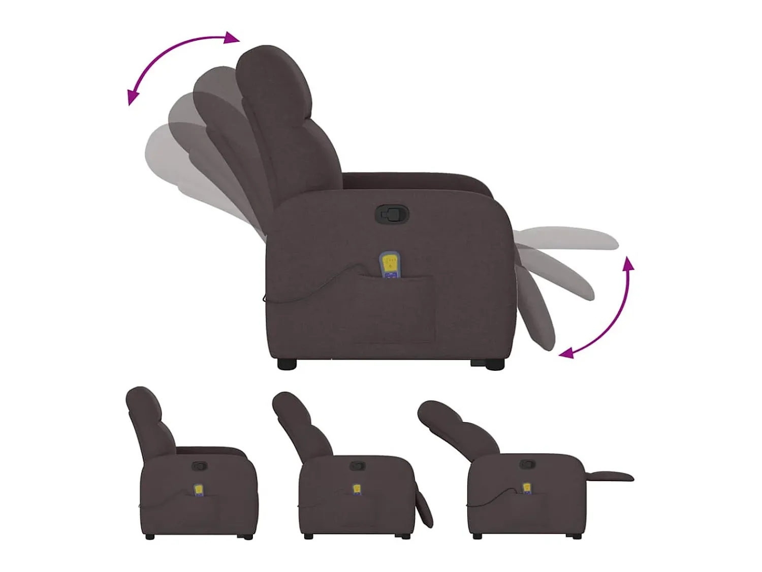 Poltrona| Poltrona massagens reclinável elevatória tecido -escuro SHL564340 Castanho