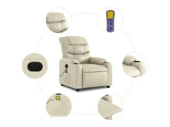 Poltrona| Poltrona massagens reclinável elétrica couro artificial SHL941839 Creme