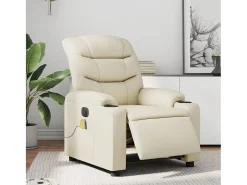 Poltrona| Poltrona massagens reclinável elétrica couro artificial SHL941839 Creme