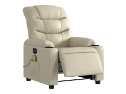 Poltrona| Poltrona massagens reclinável elétrica couro artificial SHL941839 Creme