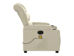 Poltrona| Poltrona massagens reclinável elétrica couro artificial SHL941839 Creme
