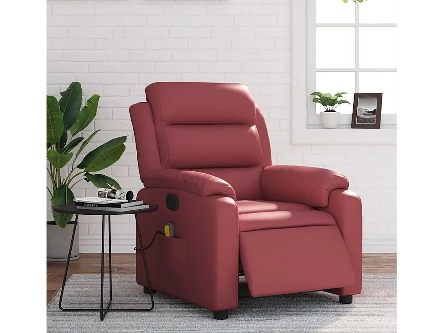 Poltrona| Poltrona massagens reclin. elétrica couro artif. -tinto SHL784007 Vermelho